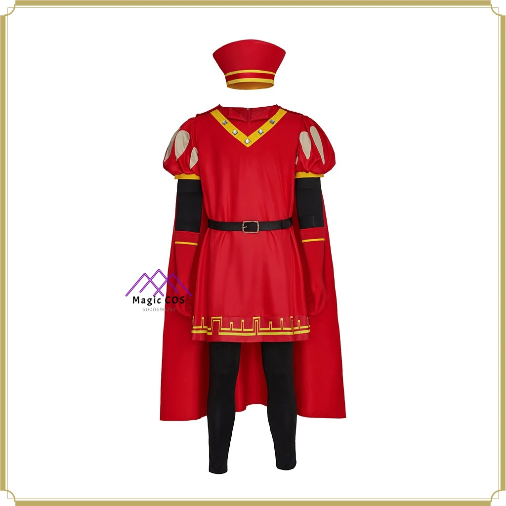 

Men's Maximus Farquaad Cosplay Costume - High Quality Full Set Shrek Red Outfit Buckle Belt Role Playing Comic Con Party Suit