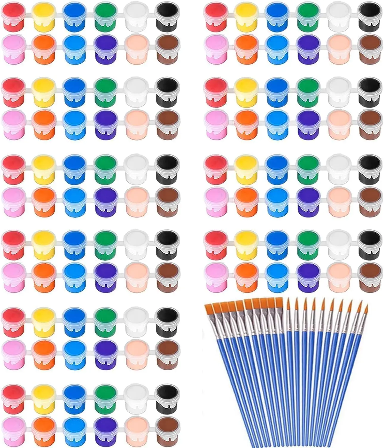 

145-Piece Mini Acrylic Paint Set for Kids and Adults, Washable with 12 Colors and Trays for Crafting