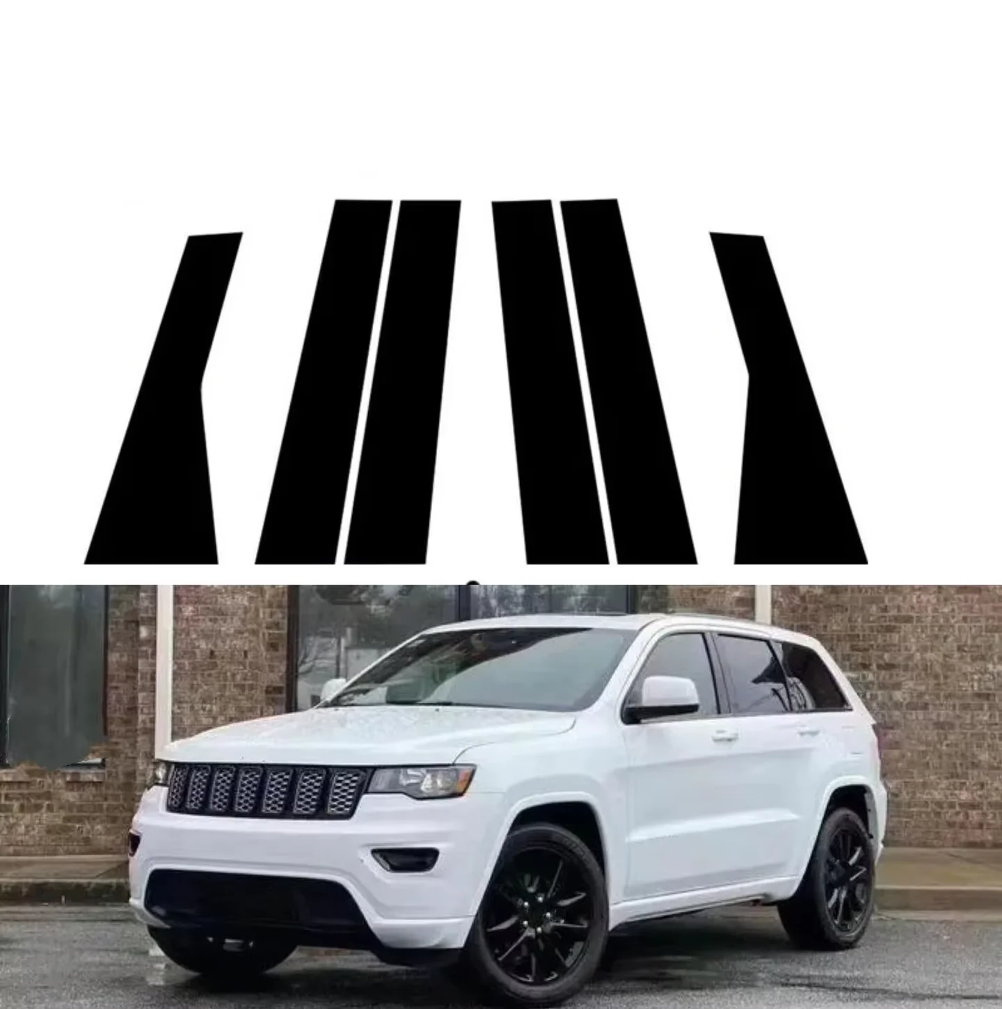 6Pcs Glossy Black Pillar Posts Cover Fit for  Jeep Cherokee KL 2014-2023 Window Car Door Trim BC Column Sticker