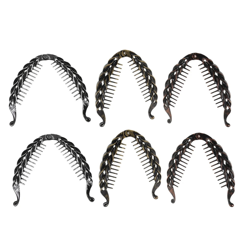 6 قطع من مشابك الشعر الموز المزخرفة لحامل ذيل الحصان السميك