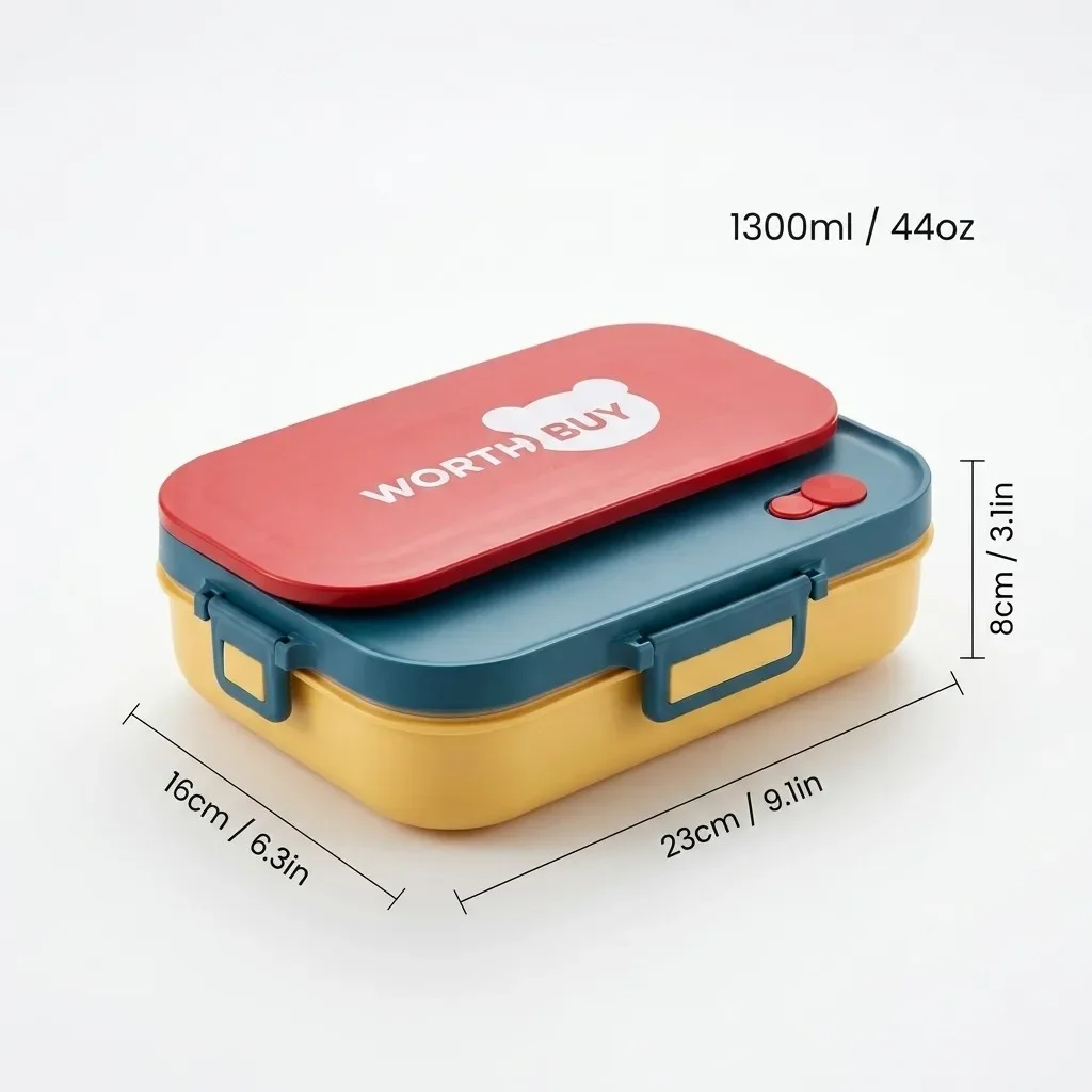 Magnetronbestendige lunchbox van 304 roestvrij staal, met vakken, lekvrije voedselcontainers, soepkom en bestek, geschikt voor kinderen en volwassenen.