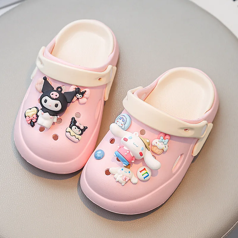 

Милые летние детские сабо Sanrio 2022, мягкие дышащие нескользящие детские тапочки для девочек с отверстием для детских тапочек «Step on Shit»