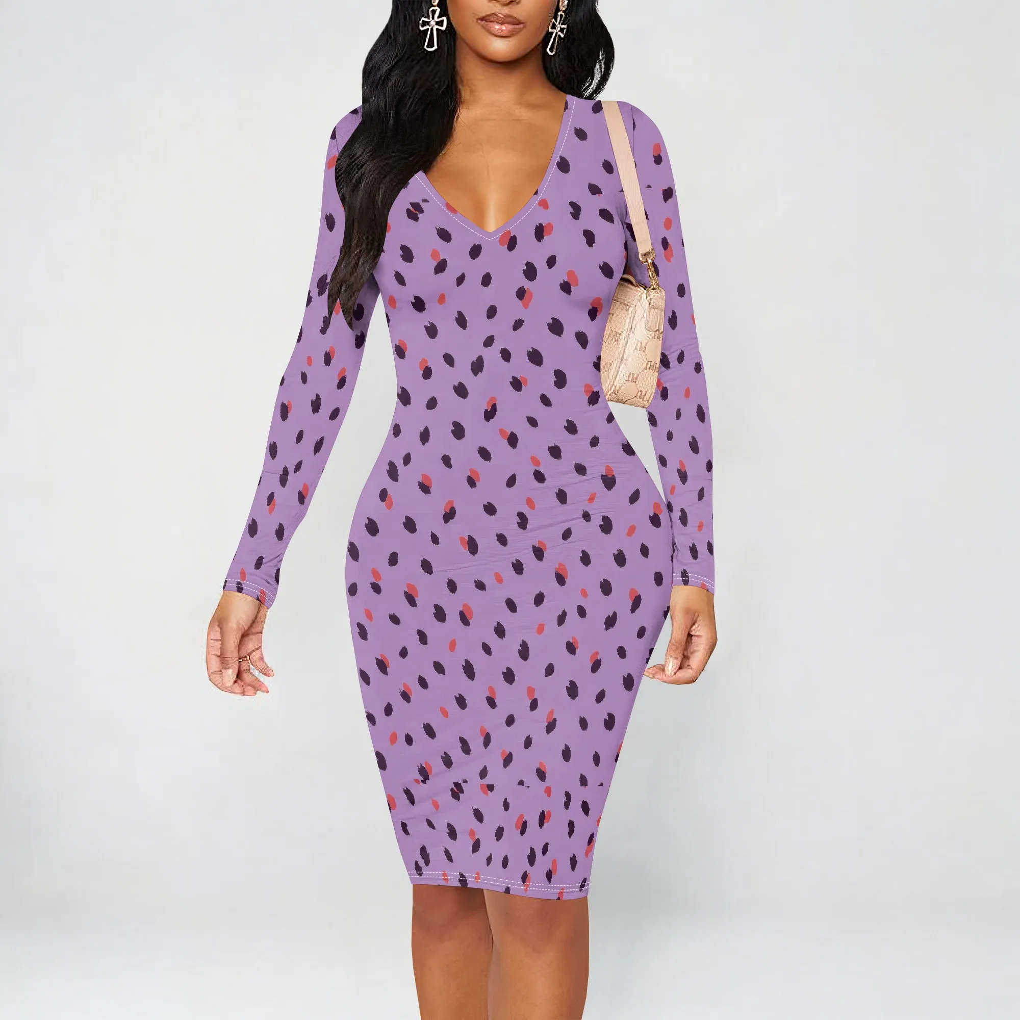 Abiti aderenti da donna Abito lungo casual midi sexy a maniche lunghe con data notturna senza maniche per club party