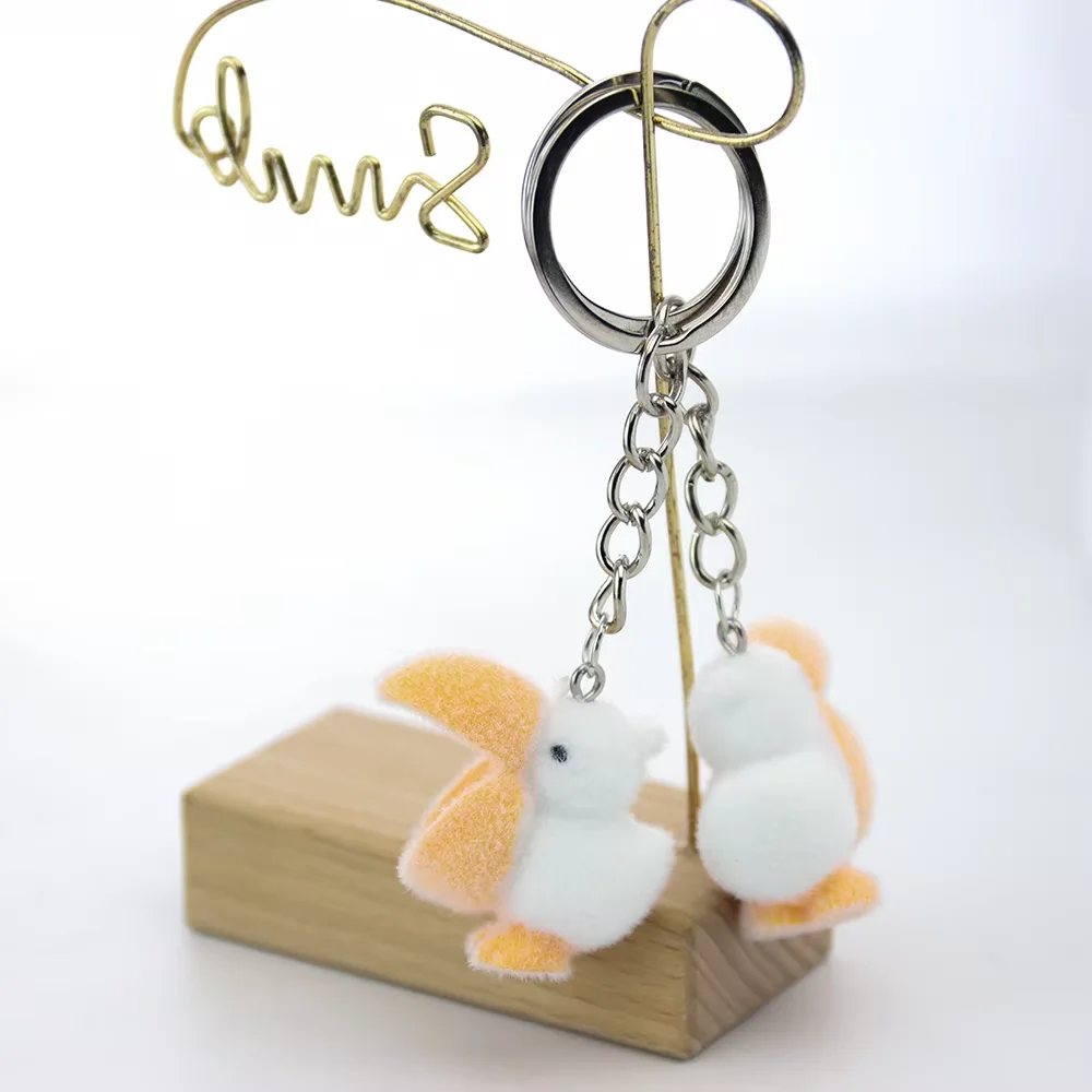 20 PCS 3D Resin Flocking Pelicans Keychain Animal Pendants for Bags Charms Necklace Making DIY Handmade Accessories Wholesale