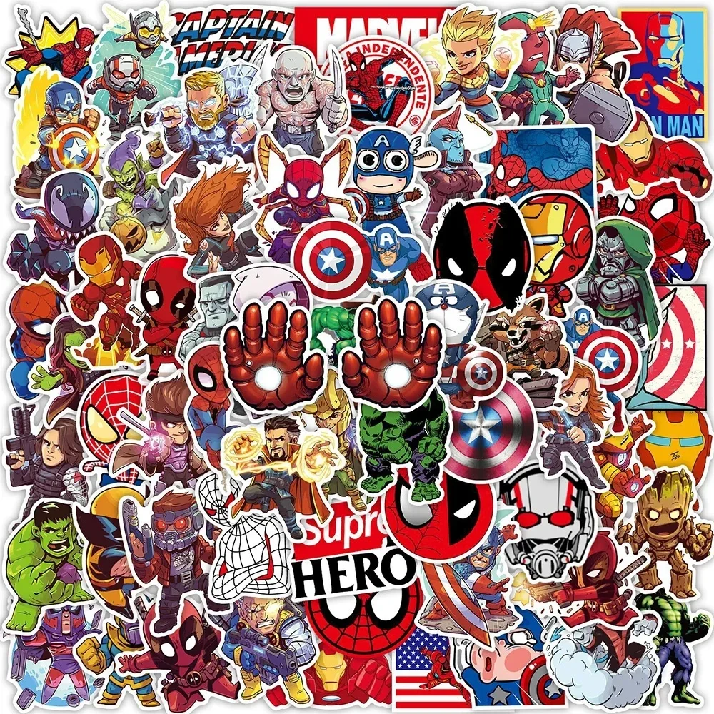 50/100/200 Stuks Marvel leuke superheld anime stickers Avengers notebook skateboard motorfiets waterdichte stickers kinderspeelgoed