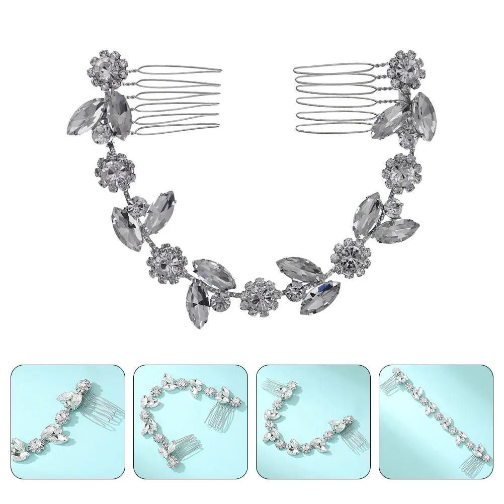 

Sunflower Bun Hair Comb with Rhinestone Leaf Accents Sparkly Crystal Bridal Hair Clip for Wedding Prom Special Occasions