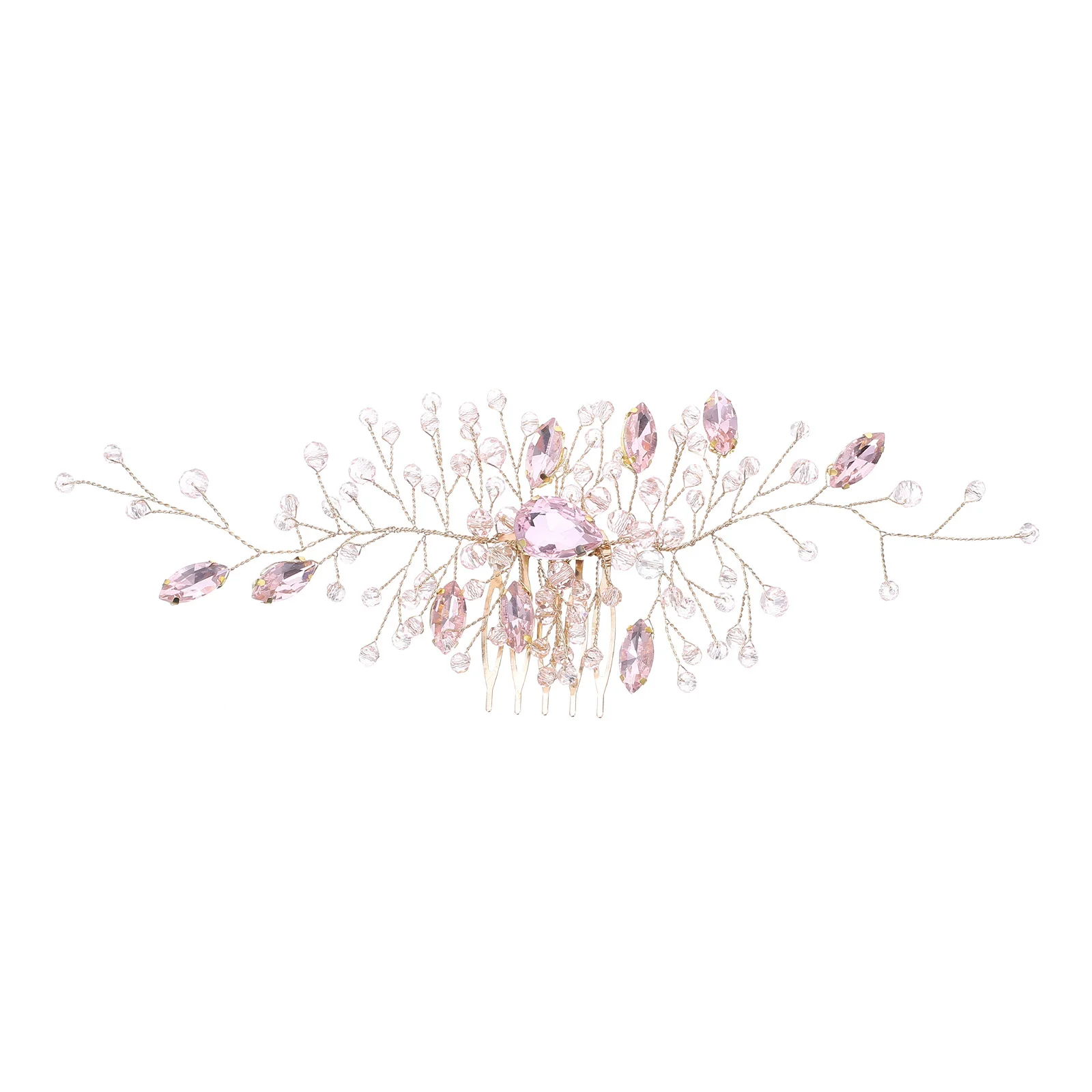 

Bridal Side Comb Rhinestone Hair Comb Crystal Accessories Pink Wedding Headpiece Elegant Sparkle Bridal Headdress