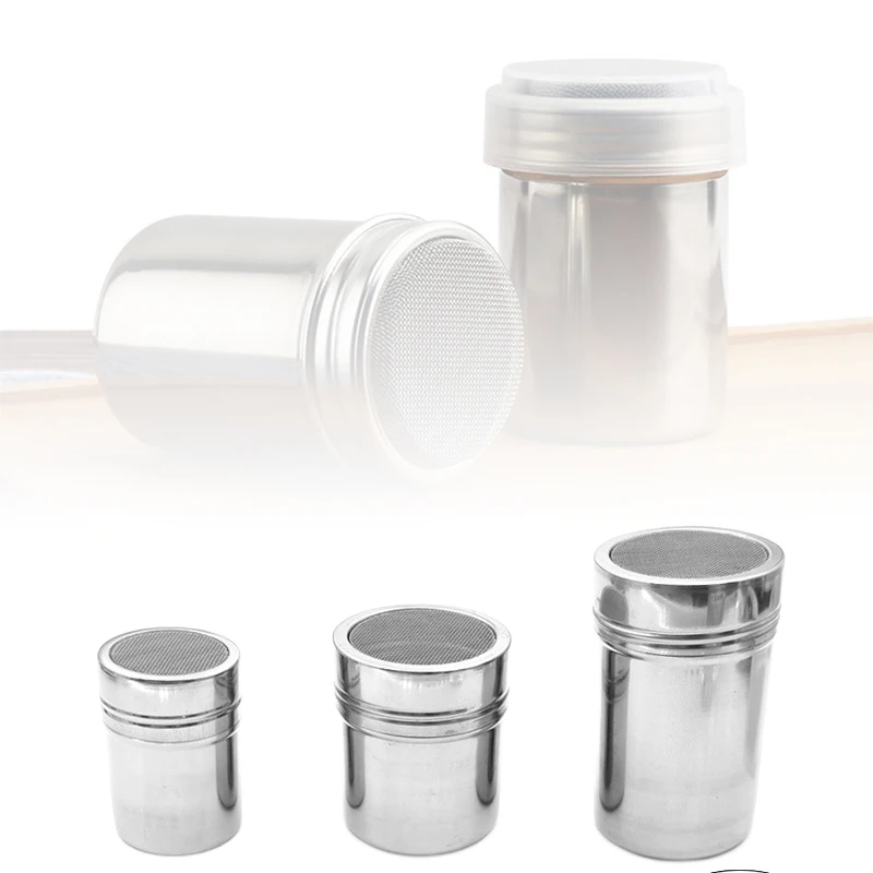 Stainless Steel Sprinkle Powder Icing Sugar Cocoa Sugar Chocolate Flour Duster Shaker Tool Seasoning Bottle For Spices