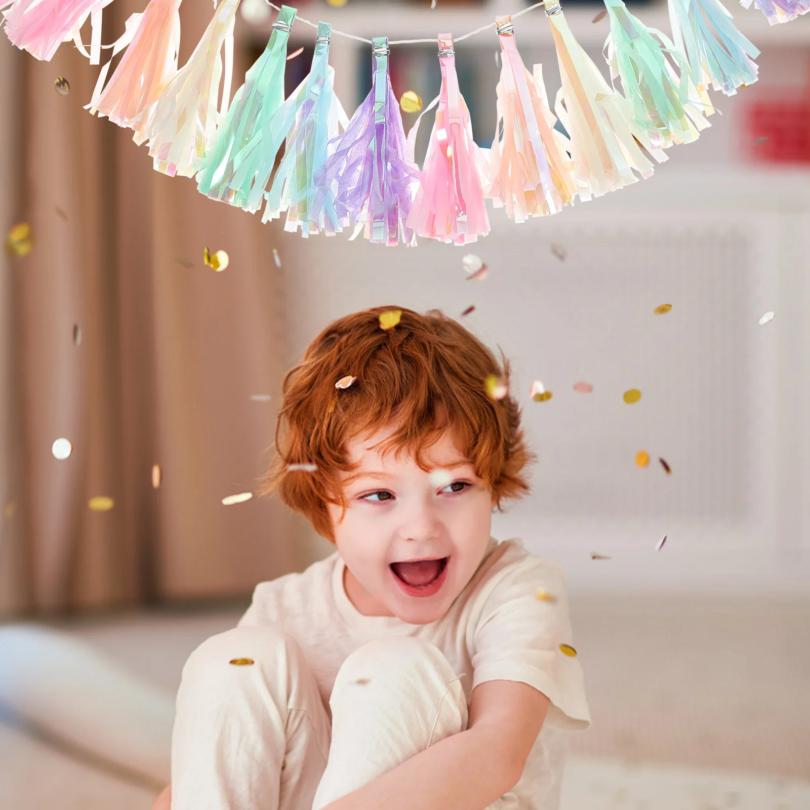 

2pcs Colored Tassel Decorative Paper Banner Garland for Birthday Party Christmas Photo Backdrop Wall Decoration