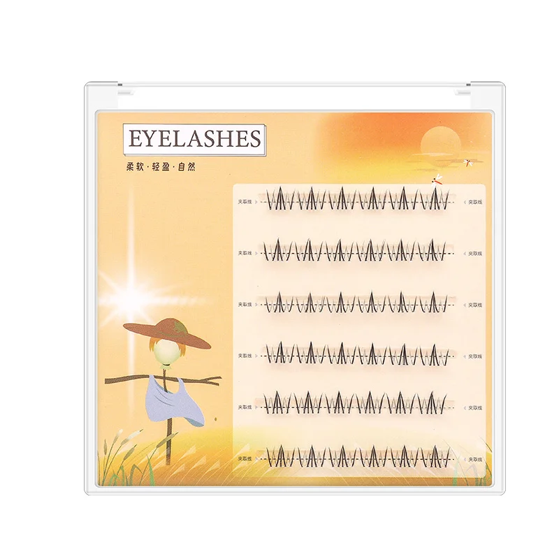 Grafting World Natural Short Style Four Beautiful Women\'s Lower Eyelashes Single Cluster Transparent Stem False Eyelashes