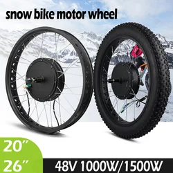 Electric Fat Bike Motor wheel with tyre 48V 1000W 1500W Snow bike Rear wheel Hub Motor 20in 26in Brushless Gearless Hub Motor