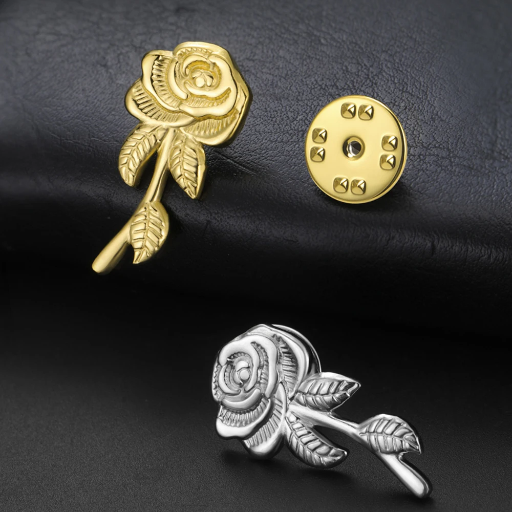 

My Shape Rose Flower Brooch for Woman Girls Lady Elegant Floral Brooch Pins Skirt Hats Stainless Steel Jewelry Bridal Wedding