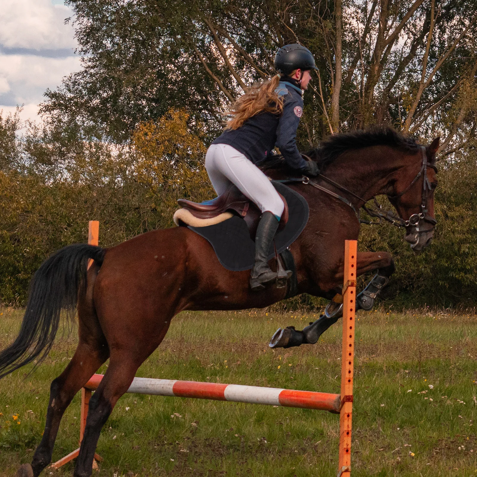 Podkładka pod siodło dla konia z pianki EVA, bawełny i poliestru, wygodna, antypoślizgowa, miękka, oddychająca poduszka na siedzenie do jazdy konnej.