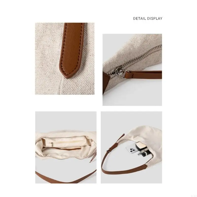 

Ergonomic Cotton Linen Shoulder Purse Lightweight Crossbody Bag Daily Use