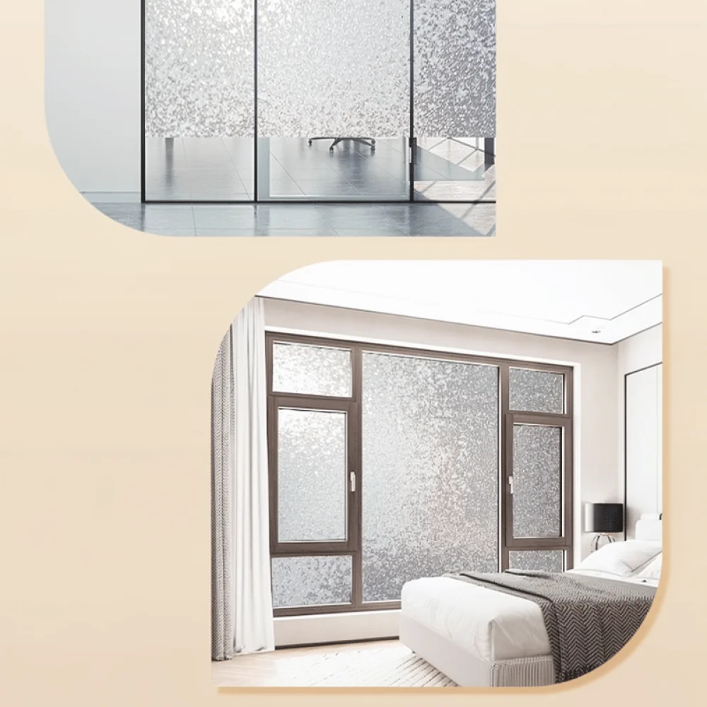Decorative Frosted Window Film Privacy Glass Sticker Static Cling Non Adhesive Opaque For Home Bathroom Office Window Decoration