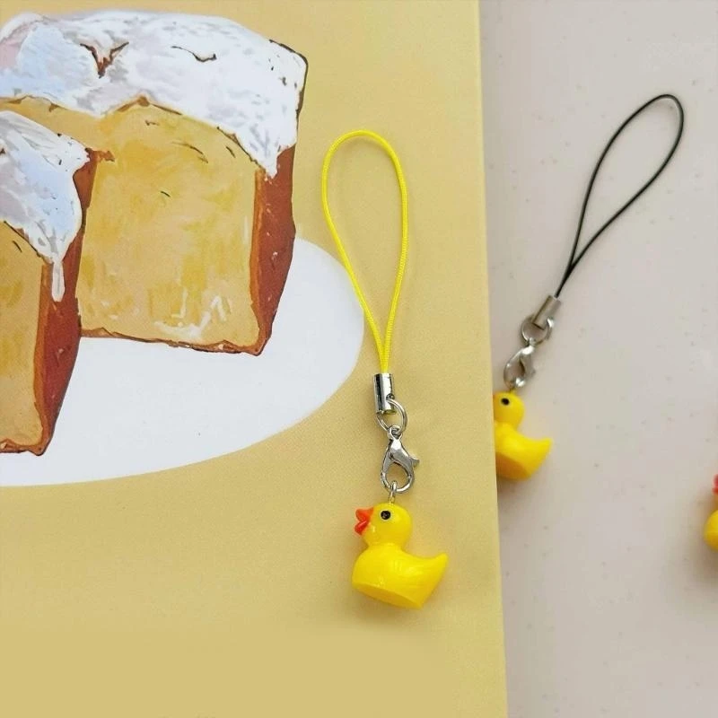 Quirky Yellow Duck Bag Charm Resin Crafted Animal Keychain Handmade Gift for Her