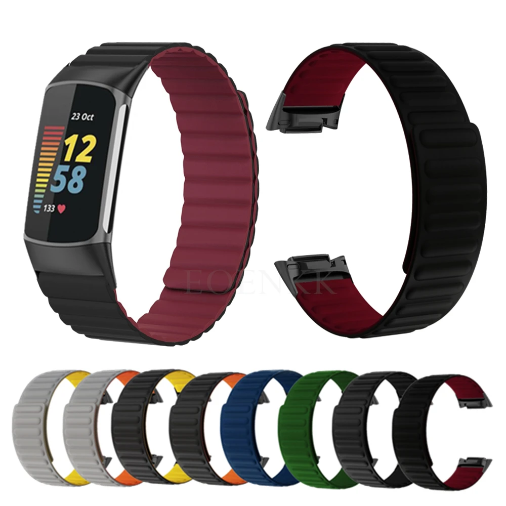 حزام مغناطيسي من السيليكون الناعم لهاتف Fitbit Charge 5 سوار ساعة ذكية Correa لملحقات سوار Fitbit Charge5 الرياضي