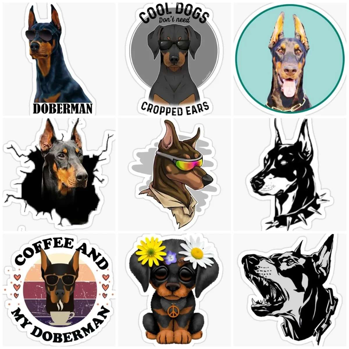 

Doberman Dog Pets Creative Sticker Laptop Window Motorcycle Vinyl Wall Room Door Doghouse Off Road Car Truck Glass Decal