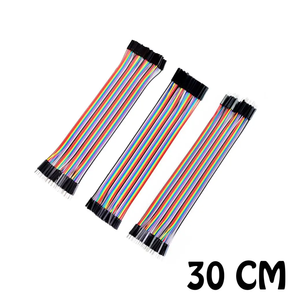 Cabo Dupont para conector jumper, macho para macho + macho para fêmea e fêmea para fêmea, 120pcs, 30cm