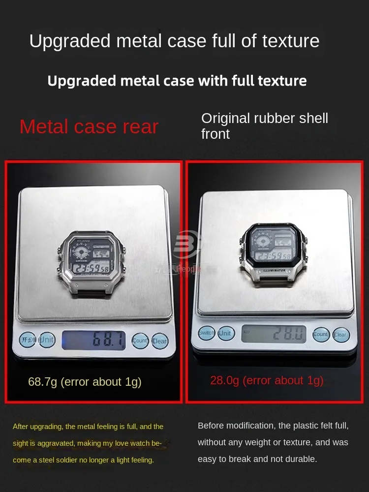 For Casio AE1200 case mod kit modification all metal case 3299 AE-1200 bezel glass waterproof ring kit 304 stainless steel part