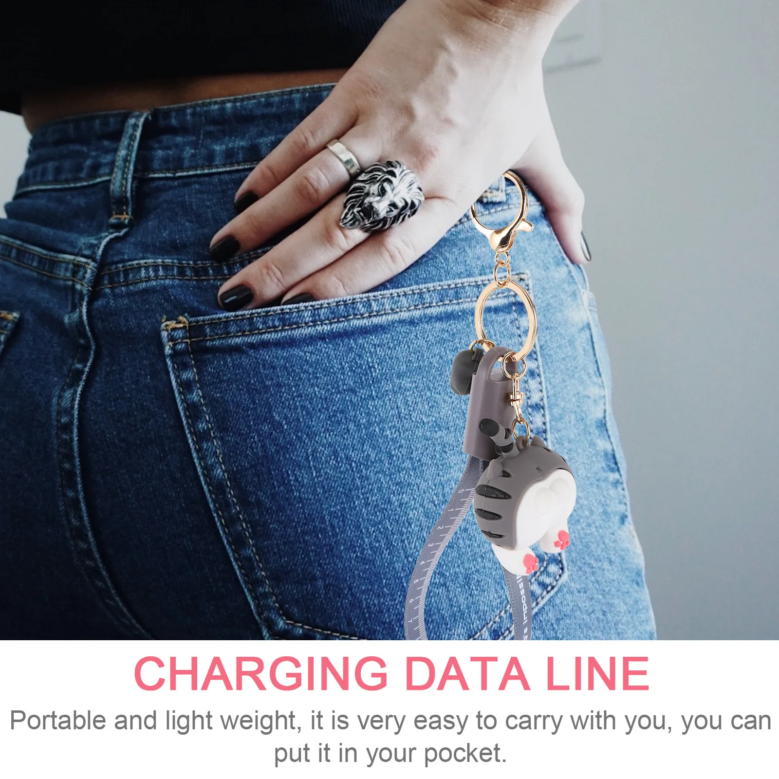 

Creative Cartoon Keychain Data Cable Lightweight Portable Charging Lanyard for Phone Multipurpose Unique Design