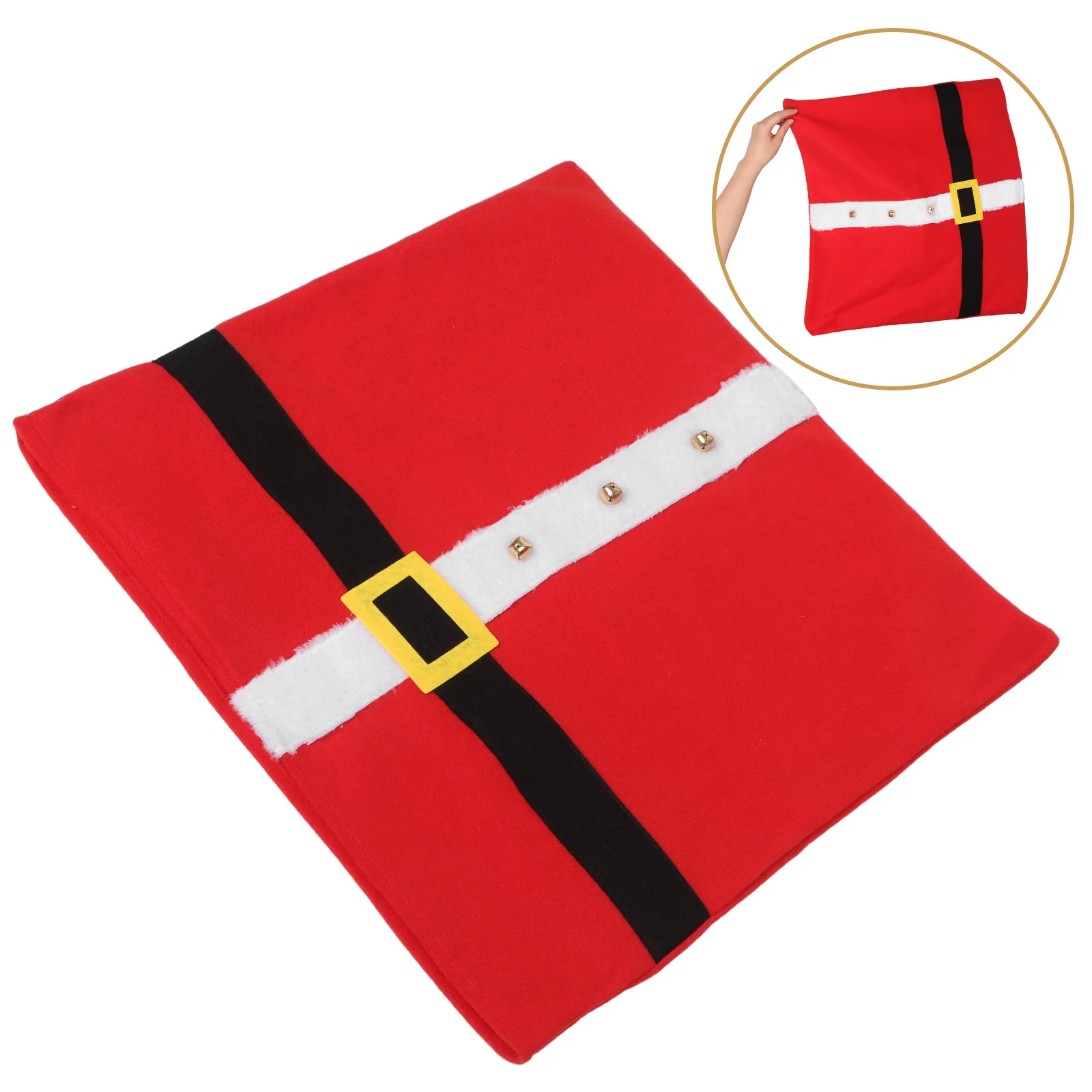 

Christmas Covers Red Santa Belt Slipcovers Dining Room Holiday Festive Back Covers Banquet Seat Protector Reusable