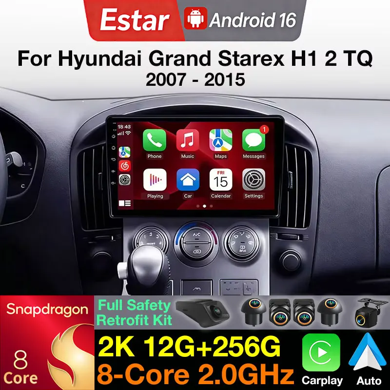 Android 16 Autoradio For Hyundai H1 Grand Starex i800 iLoad 2007-2015 Head Unit Wireless CarPlay Auto GPS Navigation 360 Camera