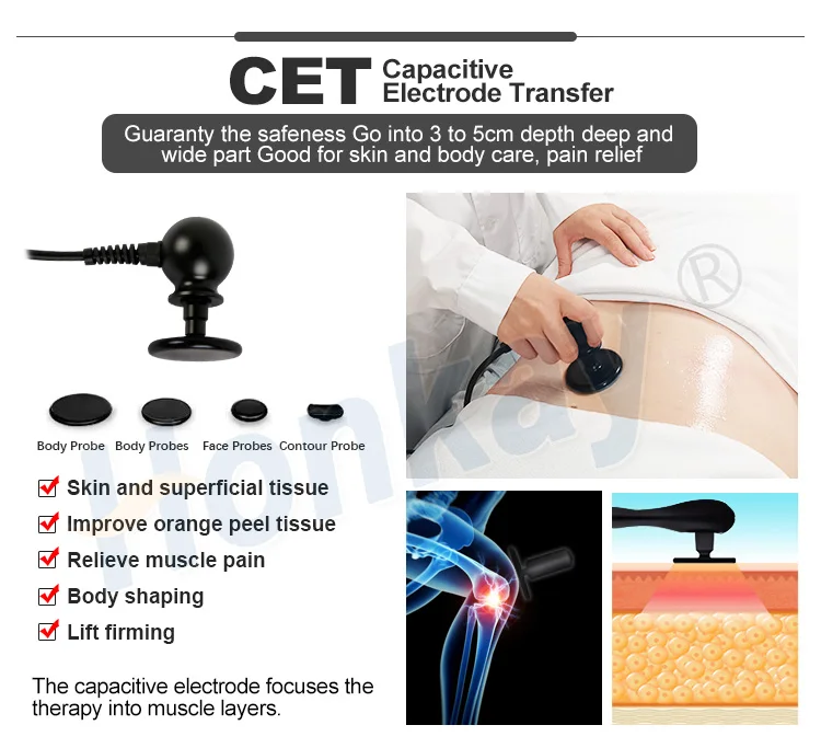 Terapia Tecar de 448KHZ Ret Cet Rf Smart Tecar Plus máquina de fisioterapia Tecar/máquina de belleza de diatermia Rf monopolar