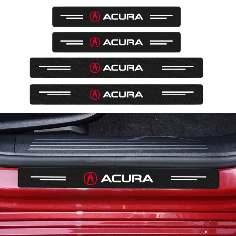 

4pcs Carbon Fiber Car Sticker Auto Door Threshold Scratch Waterproof For Acura RDX Integra TLX CDX MDX RDX ZDX Auto Accessories