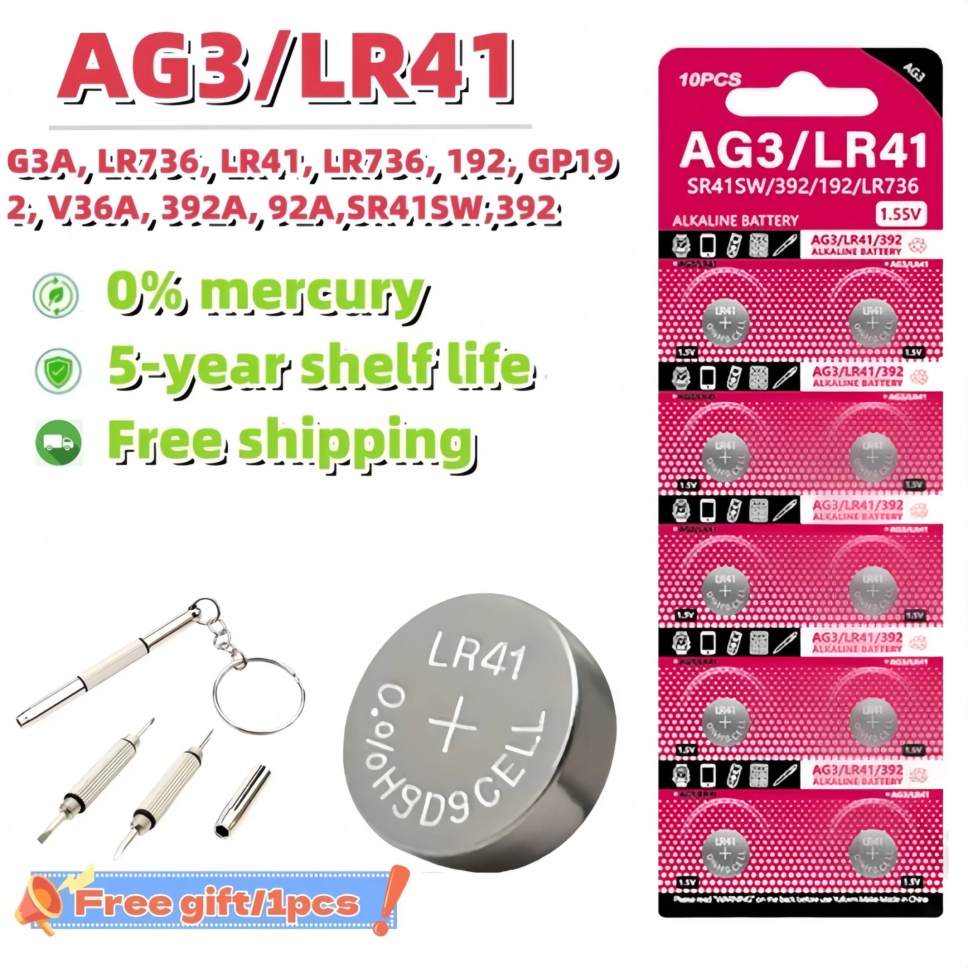 

1.55V AG3 LR41 Button Cell Batteries High Capacity L736 392 384 192 Button Battery for Watch Car Key Remote Control Toy