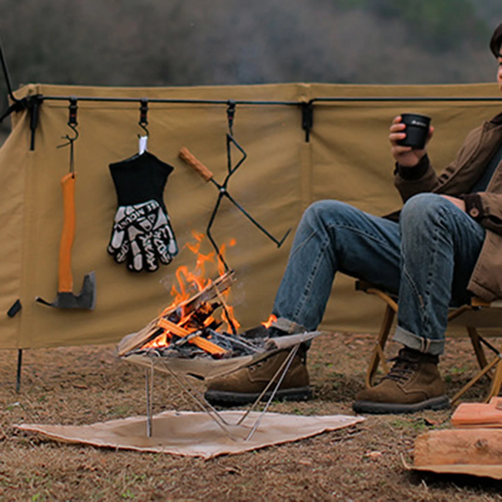 For camp Stove Fire Ring with Stainless Steel Construction and Foldable Three-Piece Design for Easy Packing and On-Site Setup