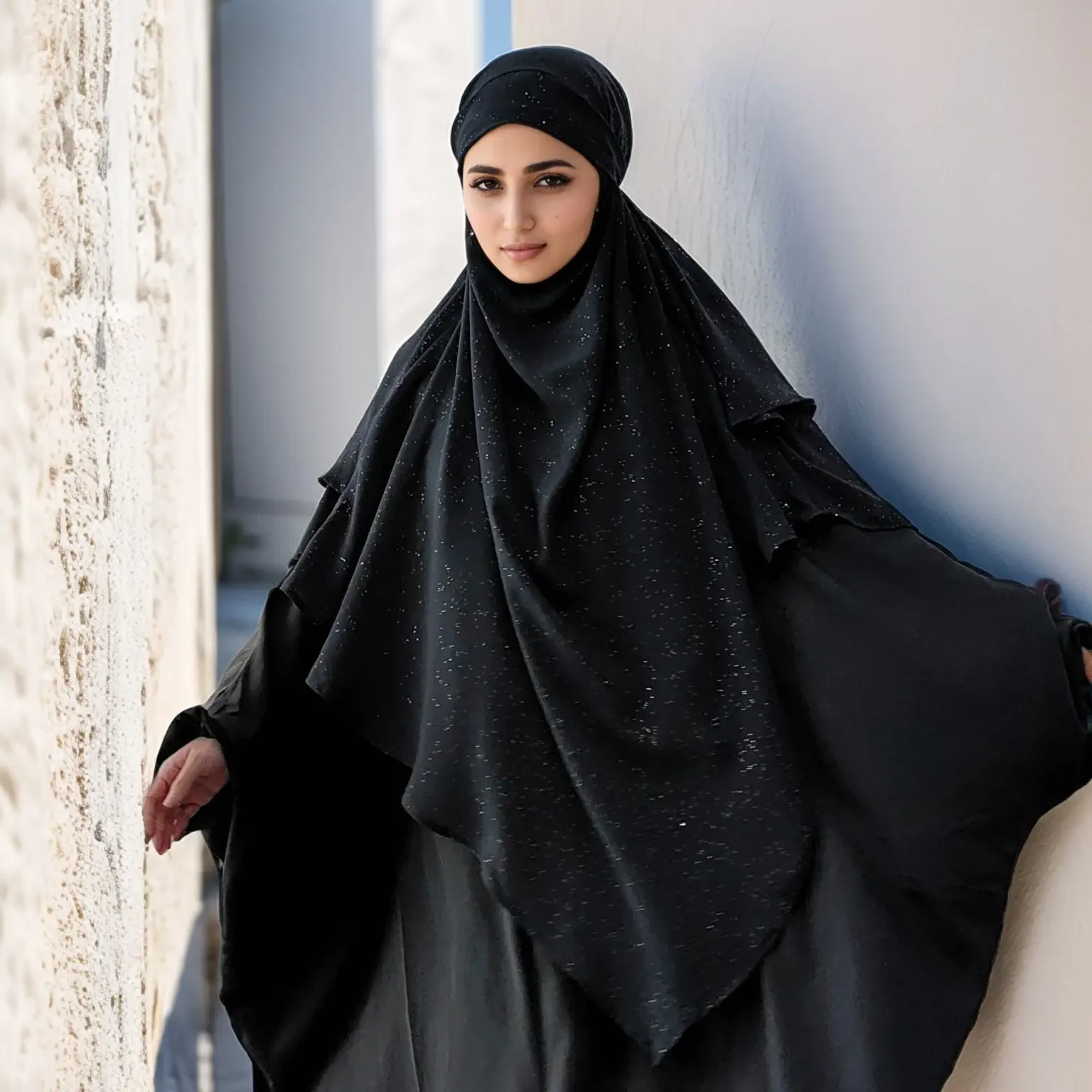 쉬머 Khimar Eid 이슬람 여성기도 Hijab 스카프 이슬람 의류 터키 머리 장식 아랍어 가운 두바이 Abaya 드레스 Jalabiya Niqab