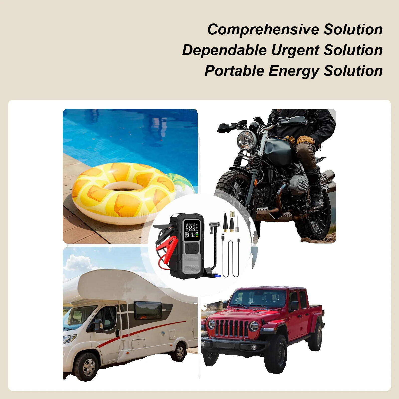 Portable Jump Starter 12V 4000A Power Bank Dead Car Battery Jump Starter For Inflating Tires Long Trips Urban Road Commuting