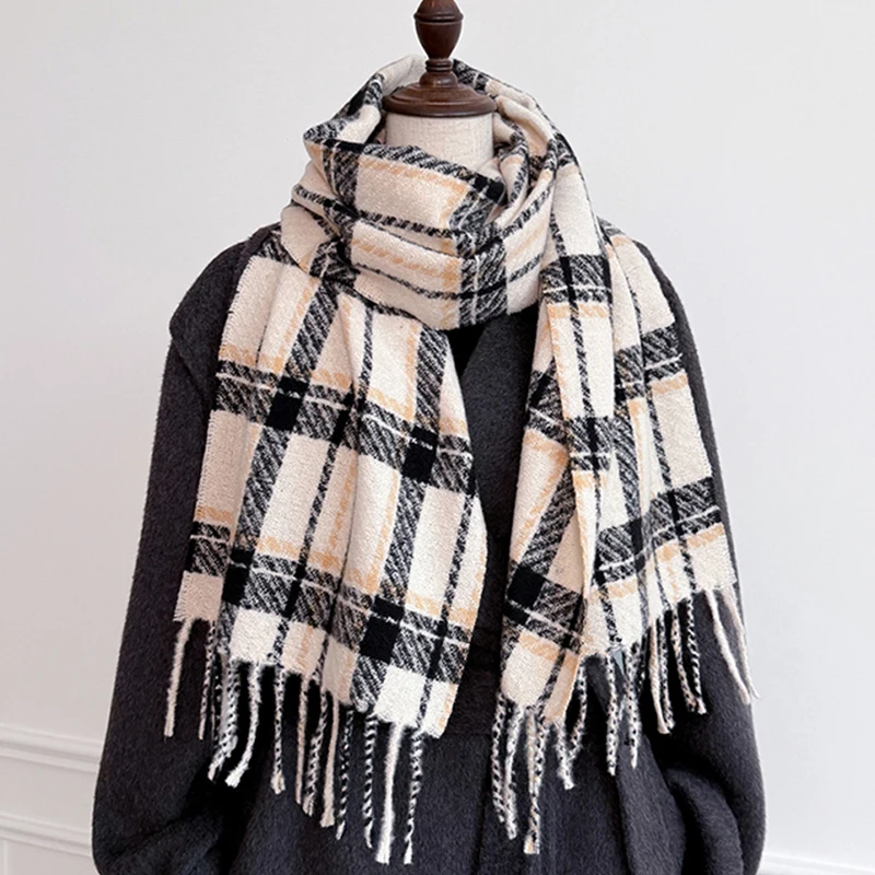 

Winter Female Lattice Imitation Cashmere Scarf Autumn Winter Thick Fashion Warm Wild Scarf Shawl Tassel Echarpe Poncho Echarpe