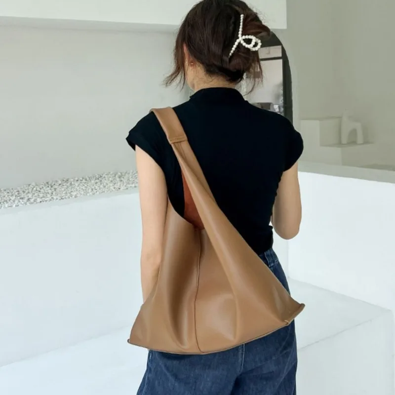 

1pcs Simple Fashion Single Shoulder Bag Large Capacity Cowhide Tote Bag Outdoor Travel Casual Daily Commute Shoulder Bag