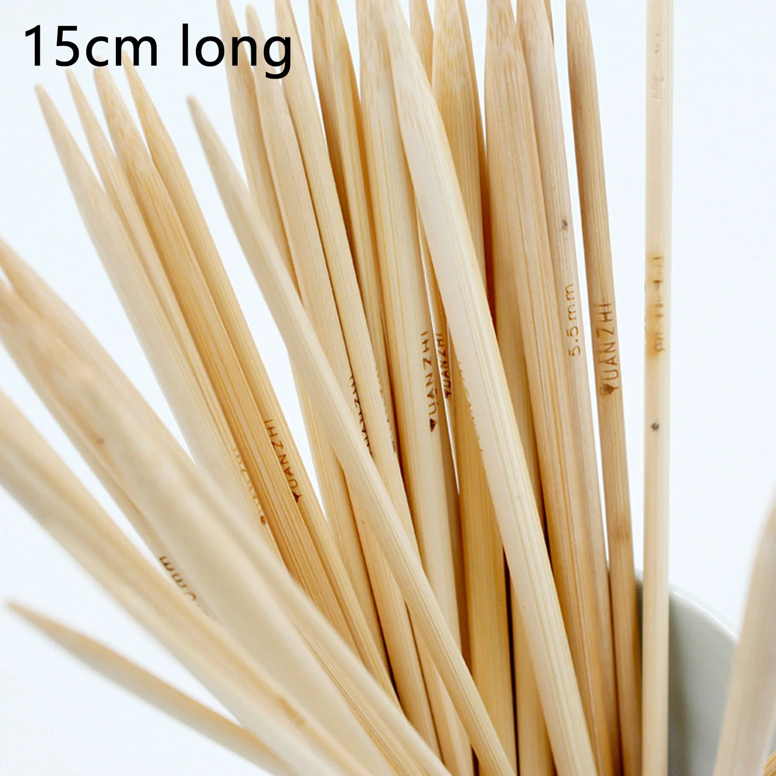 5pcs/Set 2.0mm-10mm Bamboo Knitting Needles Natural Double Pointed  Hand Sewing Crochet Hook DIY Weave Craft Knit Tool,15cm long