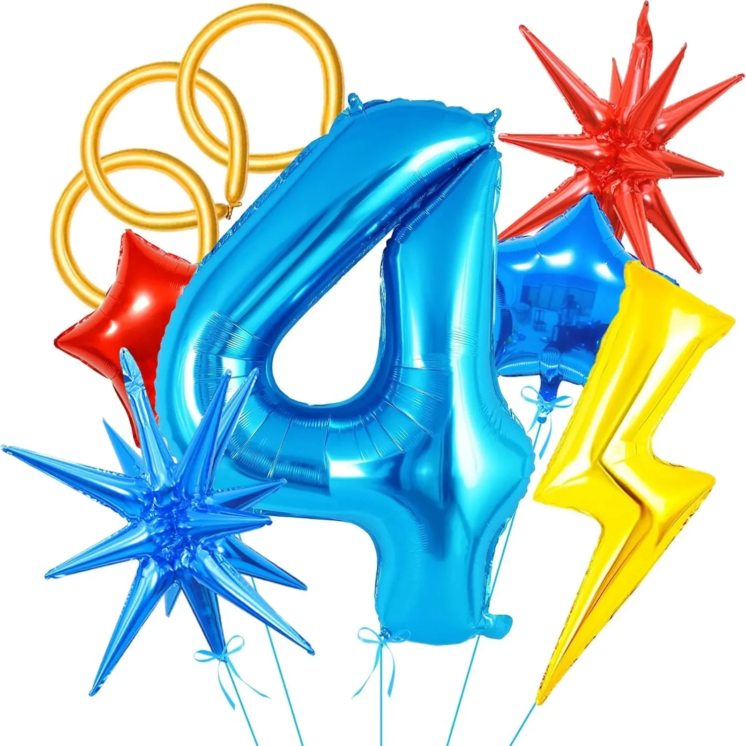 11-teiliges Set mit Zahlen- und Blitz-Sternballons, ideal für Geburtstagsfeiern, Themenparty-Dekoration, Foto-Requisiten und festliche Anlässe – Detail 8