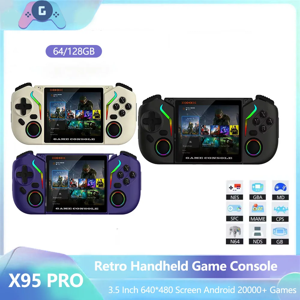 

Новейшая портативная игровая консоль X95 Pro 3,5 дюйма (2026 год) на Android с Wi-Fi, эмулятор ретро-игр, видеоприставка