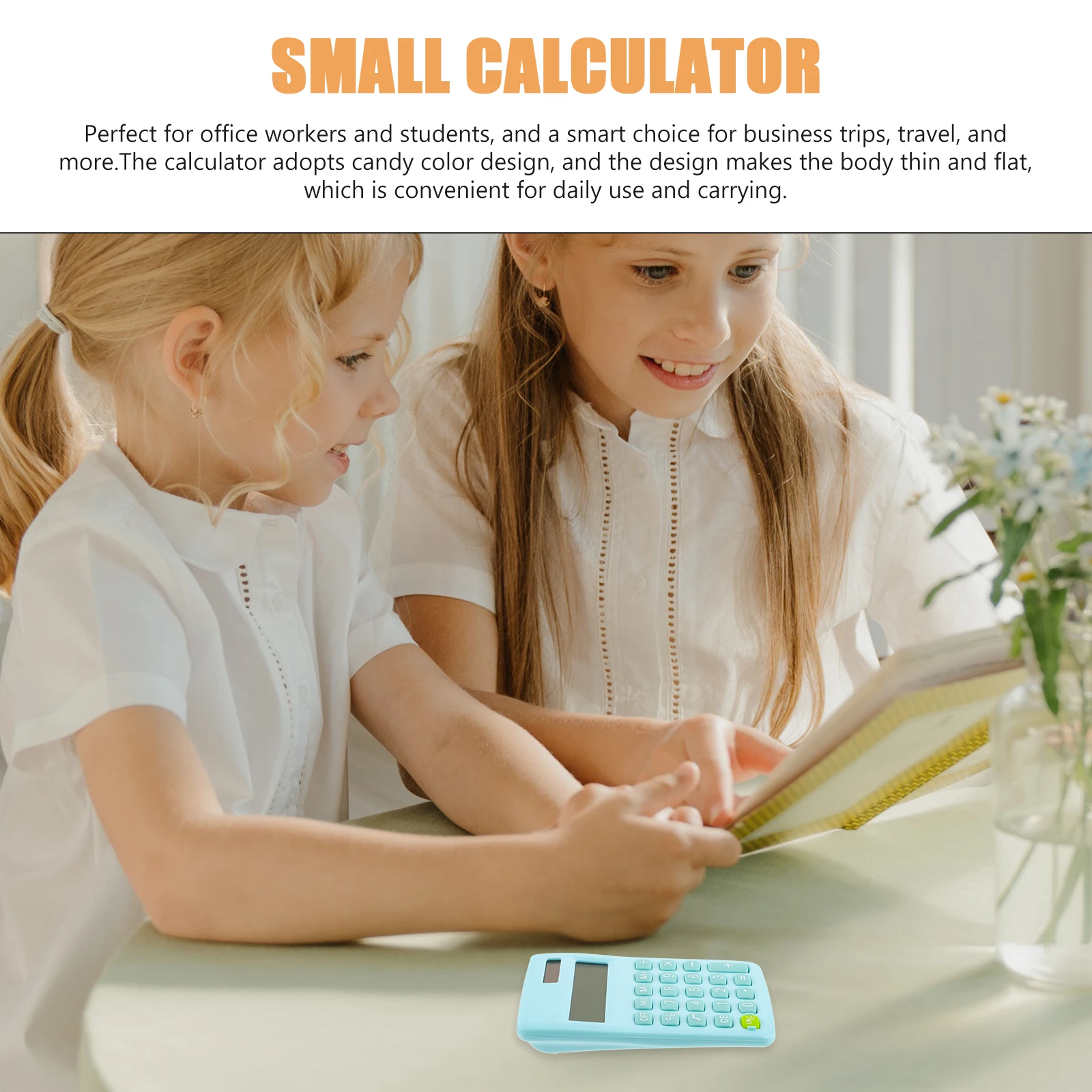 

Small Cute Calculator Candy Color Dual Powered Portable Student Learning Tool Soft Keys Silent Operation