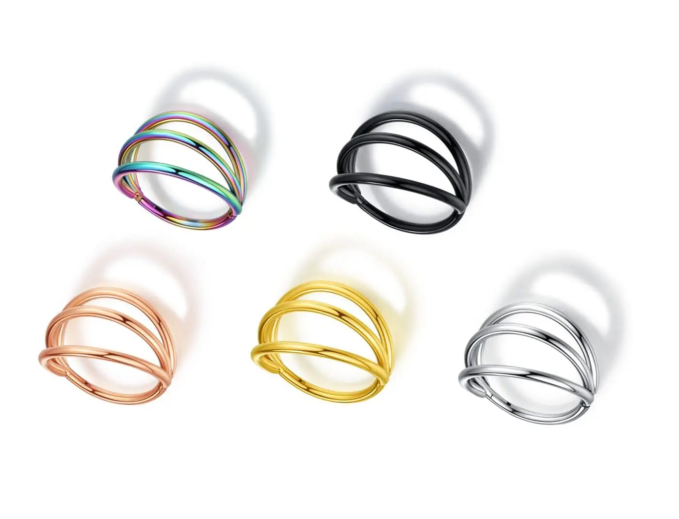 Triple Hoop Nose Ring in Stainless Steel