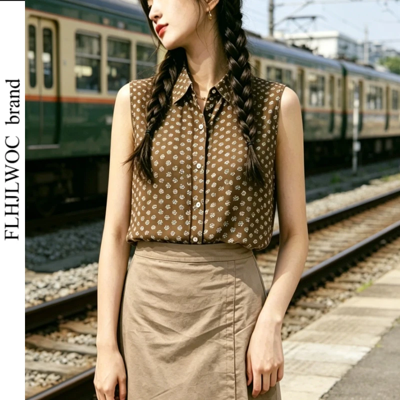 

FLHJLWOC Cotton Linen Retro Vintage Sleeveless Tops Blouses Women Casual Loose Fit Literary Style Breathable Summer Tank Shirts