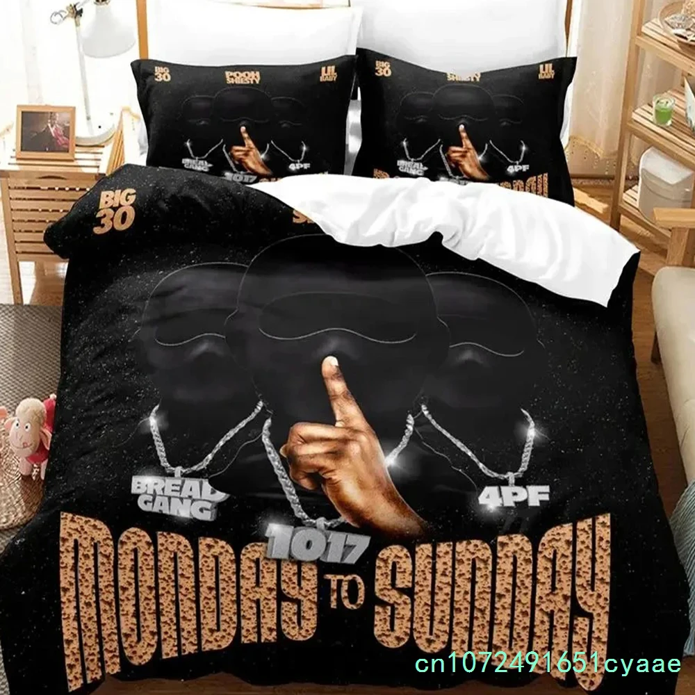 3D Print Lil Baby Rapper Bedding Set Duvet Cover Bed Set Quilt Cover Pillowcase Comforter King Queen Size Boys Adult Bedding 4