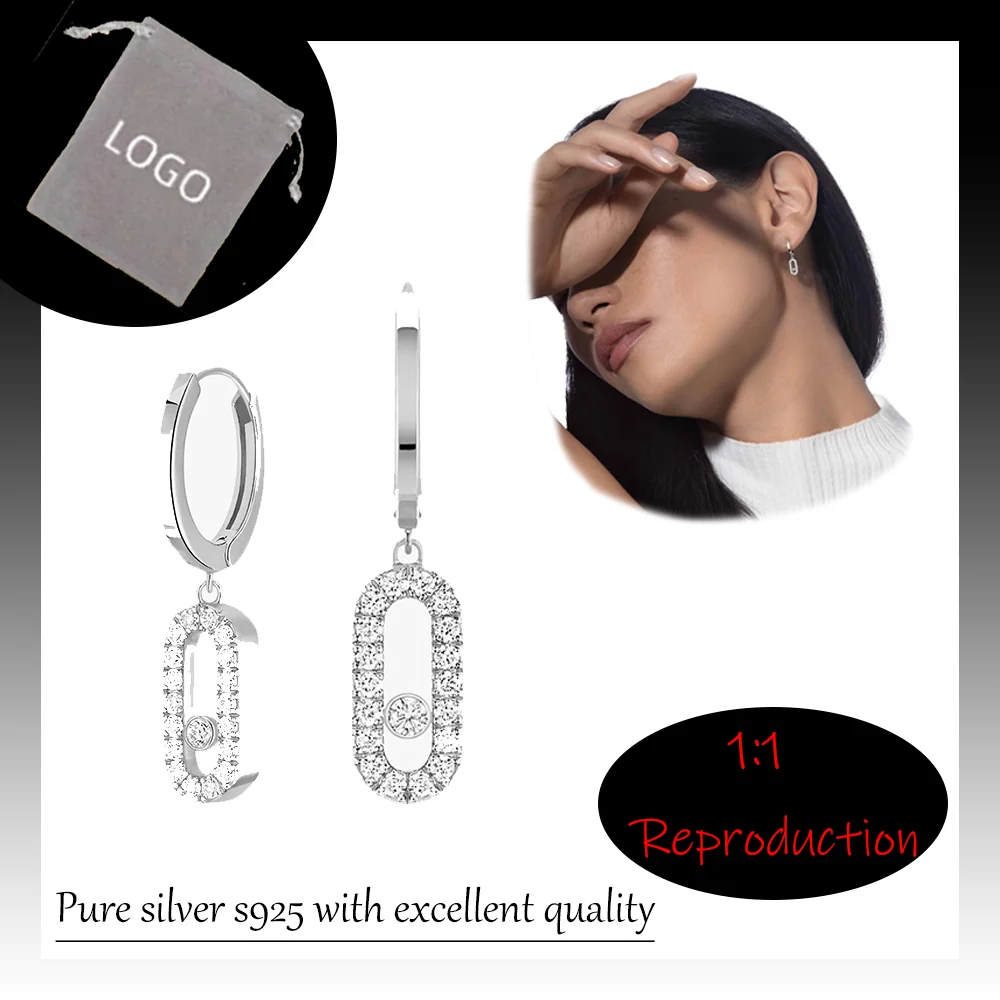 

Luxurious high-end classic pure silver s925 messik-home elegant MOVE UNO series diamond fashionable exquisite women's earrings