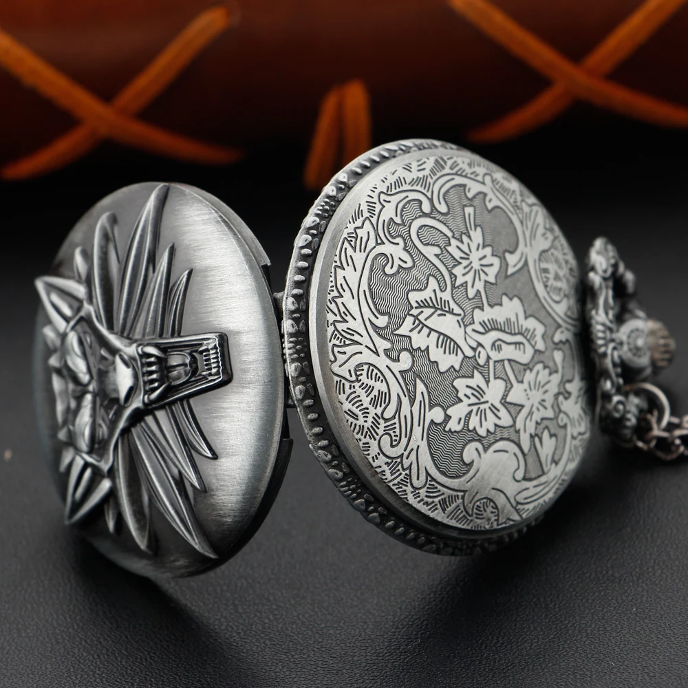 ساعات الجيب Steampunk قلادة ساعة رعب الوحش بالذئب هنتر شارة كوارتز ساعة الجيب أفضل هدية للرجال والنساء