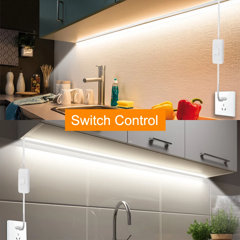 110V 220V Wasserdichter COB-LED-Streifen mit Schalter 1m-35m 288LEDs/m Flexibles Bandband EU UK US-Stecker Neonlichter für Küchenzimmer