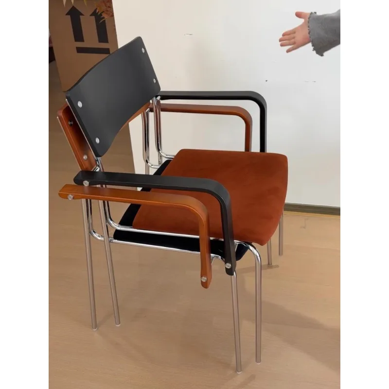 Medieval Style Dining Chair Light Luxury High-end Home Designer Chair Solid Wood Armrest Soft Pack Simple Leisure Backrest Stool