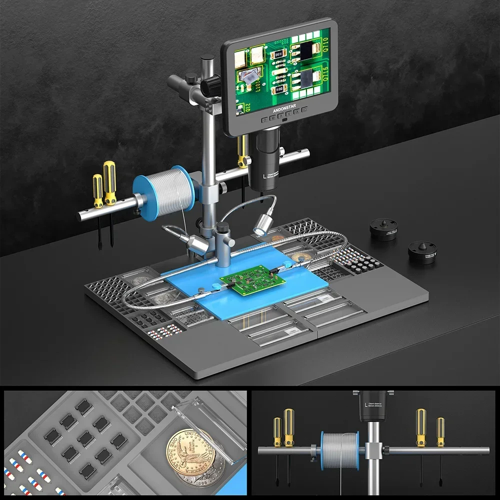 Andonstar 2024 New Trinocular 2000X UHD 2160P HDMI Digital Microscope AD246SM-Plus for PCB SMD Soldering for Phone Repair Tools