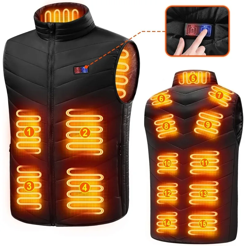 21 Areas Self Heating Vest Jacket Vest Winter Adjustable Temperature USB Heater Camping Jacket Thermal Vest Body Warmer Coat