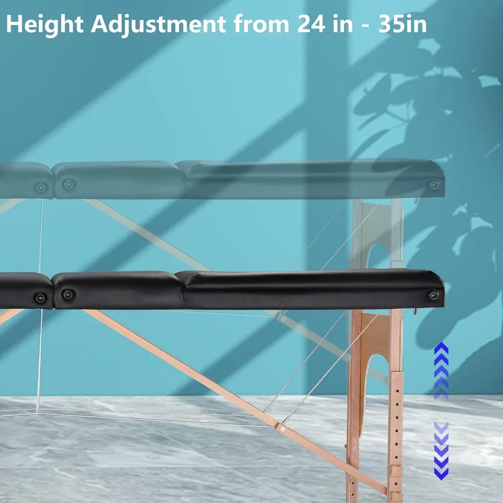 高さ調節可能なポータブルマッサージテーブル,プロのスパベッド,まつげサロンベッド,木製フレーム