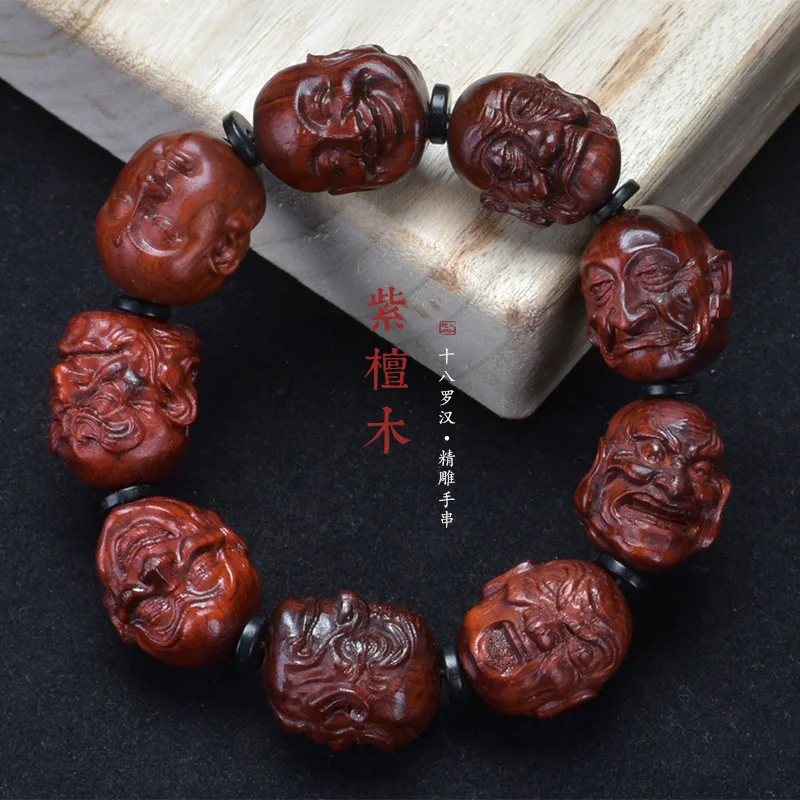 

Natural Indian Lobular Rosewood Carving WeavingDIYBracelet Holding Buddha Beads String Men and Women Plate Wenwan Retro